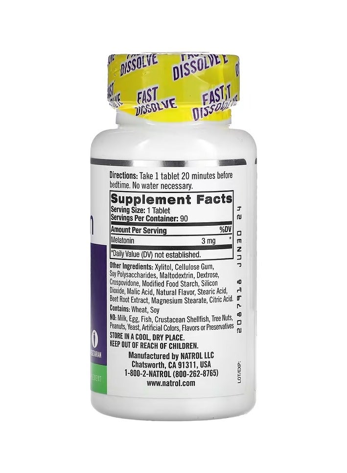 ناترول ميلاتونين سريع الذوبان بنكهة الفراولة 3 ملغ، 90 قرص - Image 2